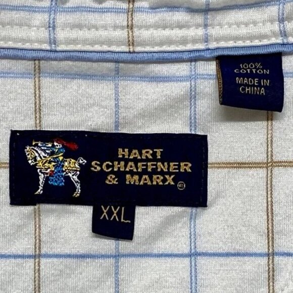 Hart Schaffner Marx Shirt Men's XXL White Striped Luxury Cotton Short Sleeve 2XL - Picture 7 of 8